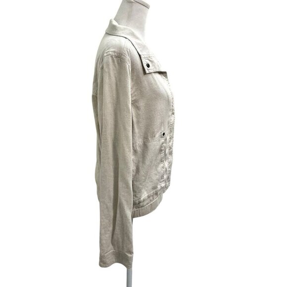 prAna Hemp Blend Snap Button Lightweight Jacket Neutral Beige size Small - Picture 3 of 7